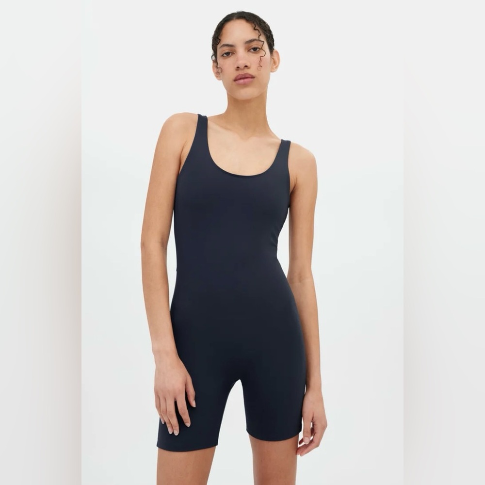 Girlfriend Collective Navy Bike Unitard